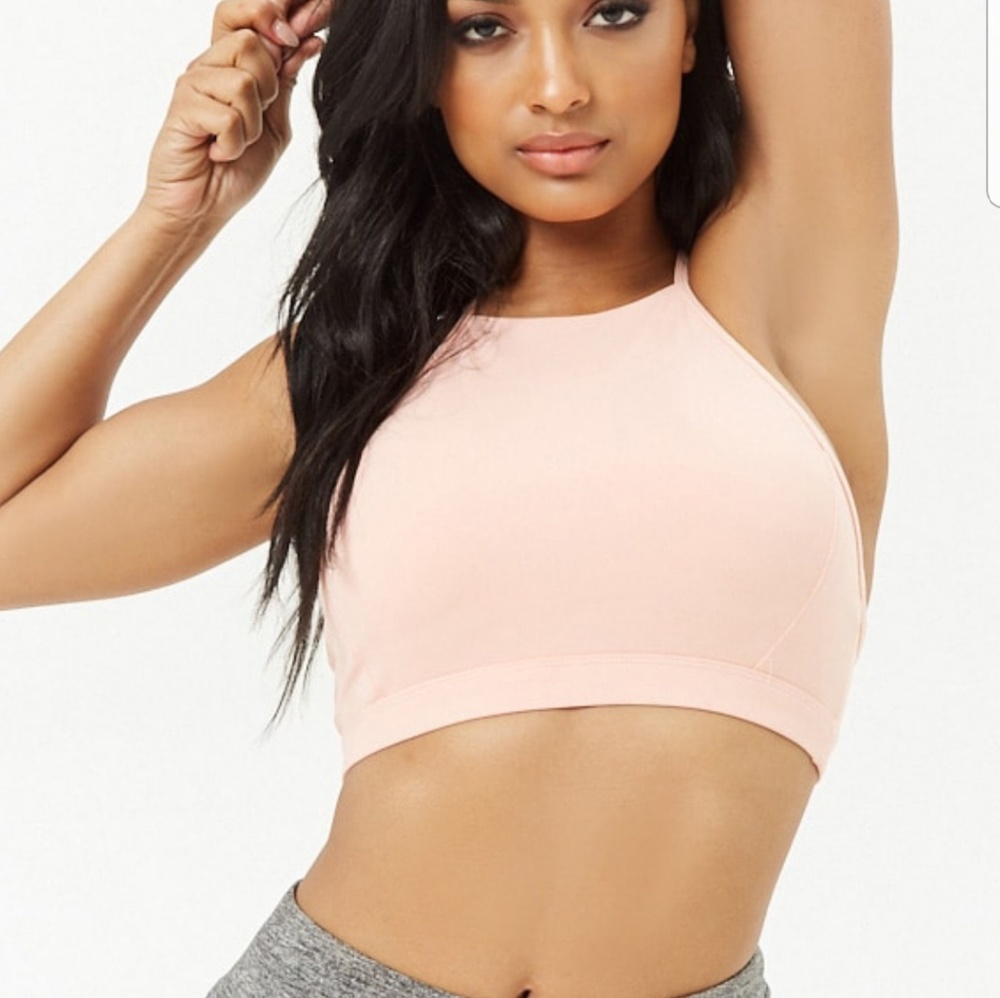 NWT F21 Salmon High Neck Cage Back Sports Bra